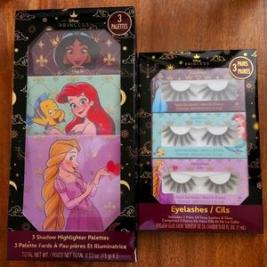 BEAUTY BUNDLE ~ DISCONTINUED ~ DISNEY PRINCESS EYESHADOW PALETTES & LASHES NEW!!